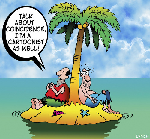 Cartoon: COINCIDENCE (medium) by toons tagged desert,island,cartoon,cartoonist,cartoons