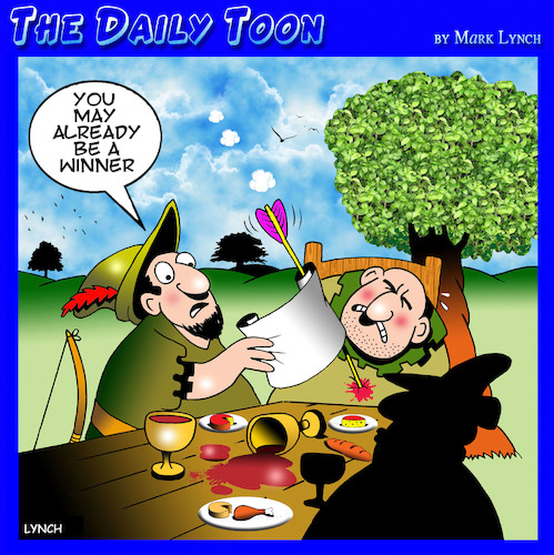 Cartoon: contests (medium) by toons tagged you,may,already,be,winner,robin,hood,archery,contest,rules,advertising,pop,up,ads,you,may,already,be,winner,robin,hood,archery,contest,rules,advertising,pop,up,ads
