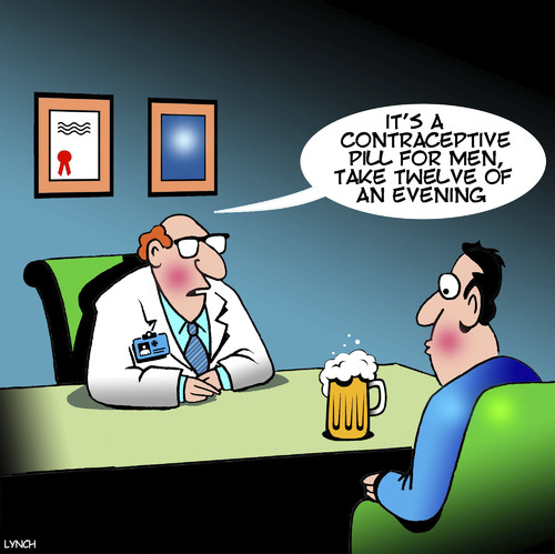 Cartoon: Contraception pill for men (medium) by toons tagged contraceptives,beer,the,pill,safe,brewers,droop,contraceptives,beer,the,pill,safe,sex,brewers,droop