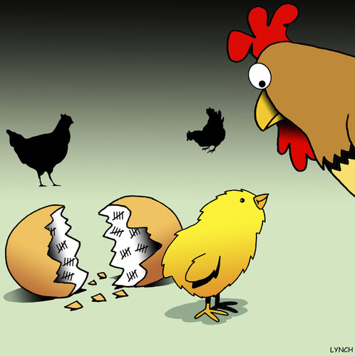 Cartoon: Counting doen the days (medium) by toons tagged chickens,eggshells,hatching,chicken,farmyard,animals,chicken,hatching,eggshells,chickens,farmyard,animals