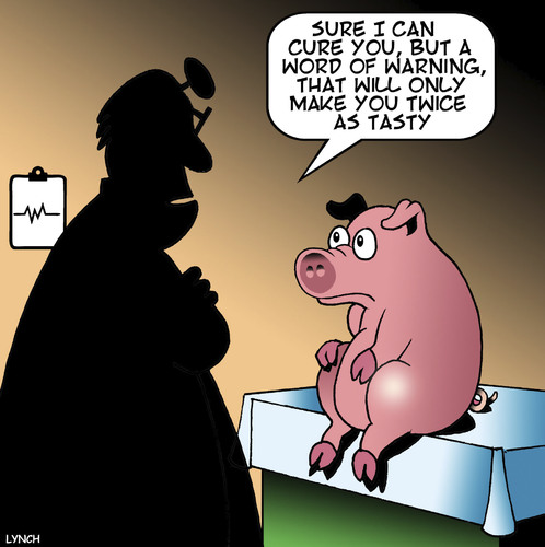 Cartoon: Cured ham (medium) by toons tagged pigs,ham,cured,meats,tasty,food,medical,diagnosis,animals,farm,pigs,ham,cured,meats,tasty,food,medical,diagnosis,animals,farm