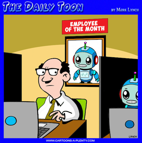 Cartoon: Employee of the month (medium) by toons tagged ai,artificial,intelligence,robots,bots,ai,artificial,intelligence,robots,bots