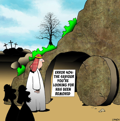 Cartoon: Error 404 (medium) by toons tagged resurrection,error,404,easter,sunday,crucifixion,computer,saviour,resurrection,error,404,easter,sunday,crucifixion,computer,saviour