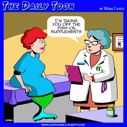 Cartoon: Fish oil (medium) by toons tagged mermaids,vitamins,food,supplements,female,doctors,mermaids,vitamins,food,supplements,female,doctors