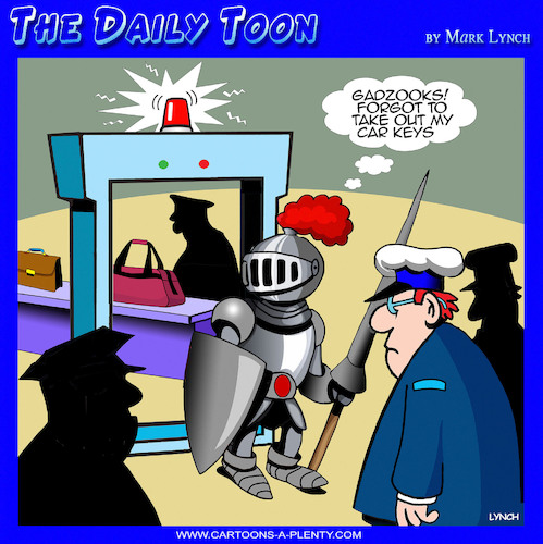 Cartoon: Forgetful knight (medium) by toons tagged metal,detector,airport,security,knights,sir,galahad,car,keys,metal,detector,airport,security,knights,sir,galahad,car,keys