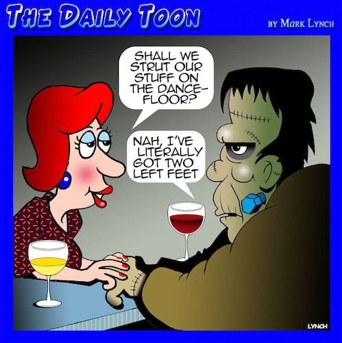 Cartoon: Frankenstein (medium) by toons tagged dancing,frankenstein,two,left,feet,dancing,frankenstein,two,left,feet