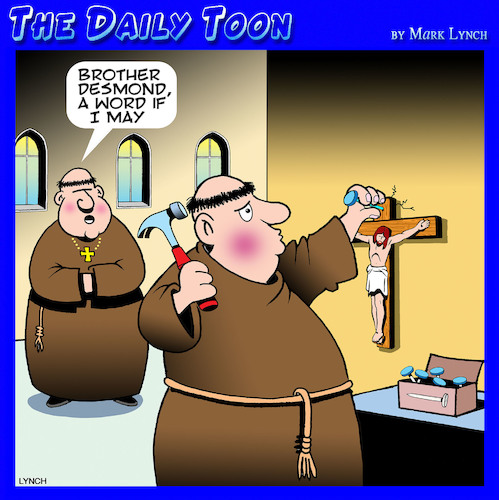 Cartoon: Good Friday (medium) by toons tagged crucifix,monks,good,friday,easter,crucifix,monks,good,friday,easter