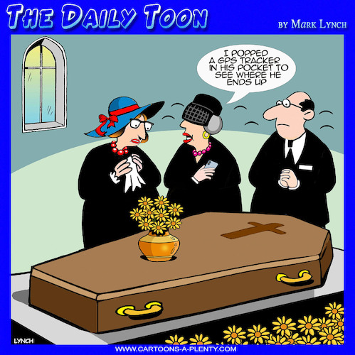 Cartoon: GPS tracking (medium) by toons tagged tracking,device,funerals,death,baggage,finder,tracking,device,funerals,death,baggage,finder