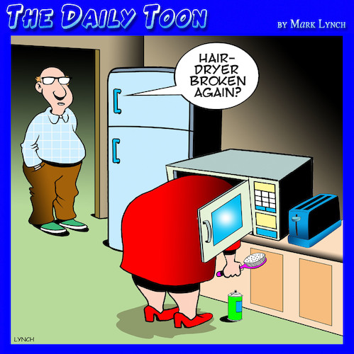 Cartoon: Hair dryer (medium) by toons tagged microwave,hairdryer,microwave,hairdryer