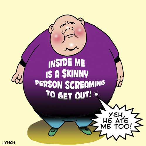 Cartoon: He ate me too (medium) by toons tagged slogans,shirt,skinny,diet,obesity,fat,overweight,fatty,foods,fast,food,society