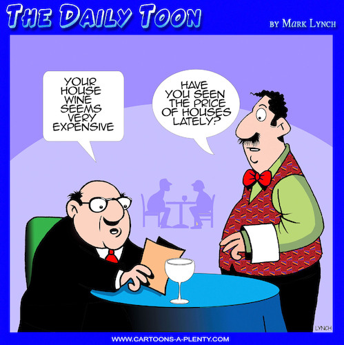 Cartoon: House prices (medium) by toons tagged housing,crisis,wine,waiter,house,expensive,wines,inflation,housing,crisis,wine,waiter,house,expensive,wines,inflation