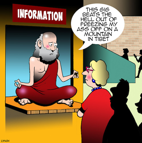 Cartoon: Information booth (medium) by toons tagged guru,tibet,meaning,of,life,freezing,guru,tibet,meaning,of,life,freezing