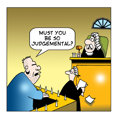 Cartoon: judgemental (medium) by toons tagged courtroom,lawyers,judges,prisoner,solicitor,defendant,defence,judgemental