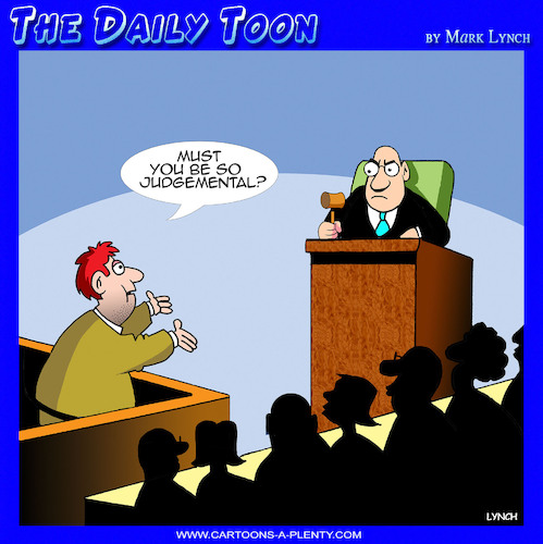 Cartoon: Judgmental (medium) by toons tagged judges,defendant,law,and,order,courtrooms,judges,defendant,law,and,order,courtrooms