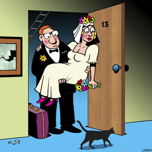 Cartoon: Just married (medium) by toons tagged wedding,superstitious,bad,luck,black,cat,broken,mirror,signs,unlucky,wedding,superstitious,bad,luck,black,cat,broken,mirror,signs,unlucky