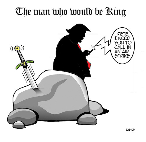 Cartoon: King Trump (medium) by toons tagged no,kings,trump,pulling,sword,from,the,stone,king,arthur,no,kings,trump,pulling,sword,from,the,stone,king,arthur