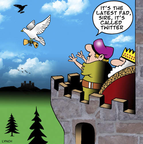 Cartoon: Latest fad (medium) by toons tagged twitter,social,media,homing,pigeons,latest,fads,royalty