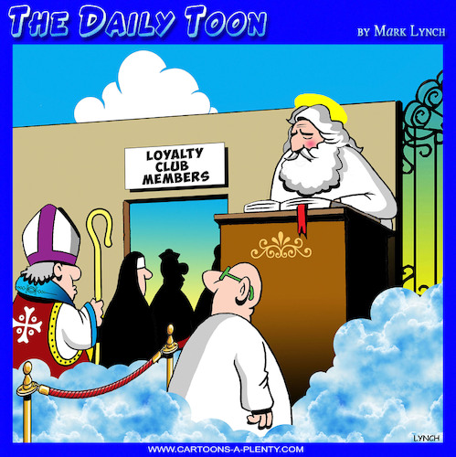 Cartoon: Loyalty card holders (medium) by toons tagged clergy,loyalty,cards,customers,clergy,loyalty,cards,customers