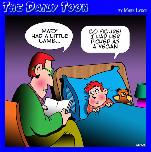 Cartoon: Mary had a little lamb (medium) by toons tagged bedtime,story,vegetarians,vegan,sheep,bedtime,story,vegetarians,vegan,sheep