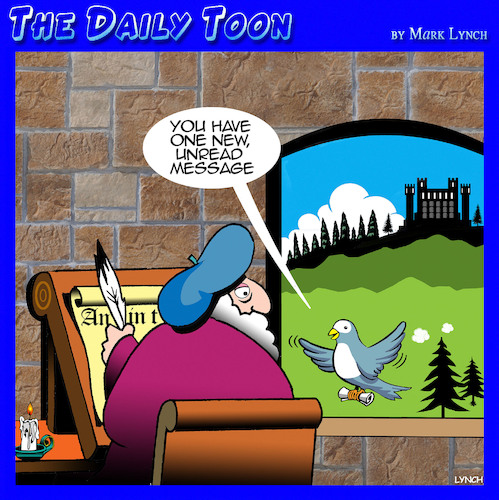 Cartoon: Medieval messages (medium) by toons tagged new,messages,homing,pigeons,attachments,unread,new,messages,homing,pigeons,attachments,unread