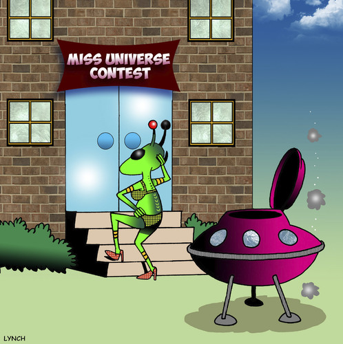 Cartoon: Miss Universe (medium) by toons tagged aliens,miss,universe,flying,saucers,rocket,ships,beauty,pageant,space,martians,the,aliens,miss,universe,flying,saucers,rocket,ships,beauty,pageant,space,martians,the