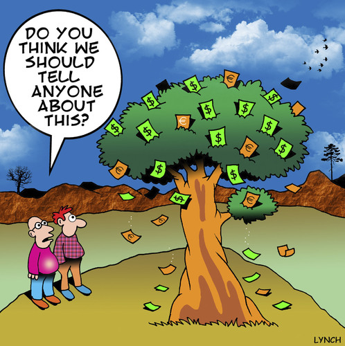 Cartoon: Money on trees (medium) by toons tagged money,cash,euros,trees,savings