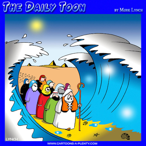 Cartoon: Moses parts the sea (medium) by toons tagged moses,jews,leave,egypt,bible,stories,life,jacket,moses,jews,leave,egypt,bible,stories,life,jacket