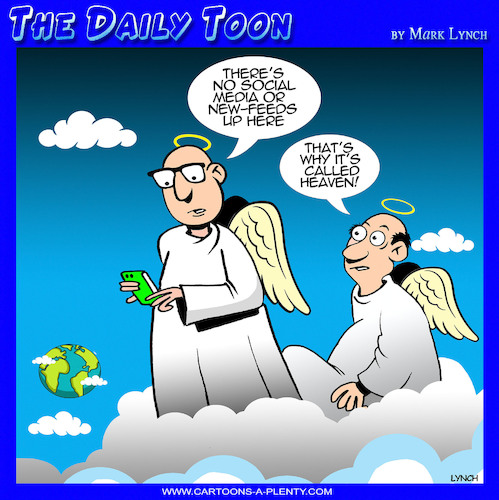 Cartoon: Offline (medium) by toons tagged heaven,news,feeds,social,media,heaven,news,feeds,social,media