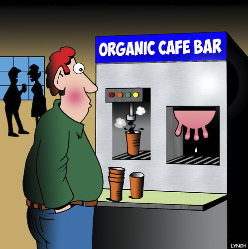 Cartoon: Organic coffee (medium) by toons tagged cows,udder,organic,foods,coffee,machine,cafe,kaffe,cows,udder,organic,foods,coffee,machine,cafe,kaffe