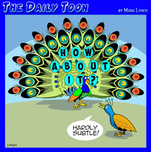 Cartoon: Peacocks (medium) by toons tagged peacock,plumage,subtle,asking,for,peacock,plumage,subtle,asking,for,sex