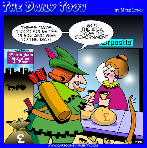 Cartoon: Robbing Hood (medium) by toons tagged rich,people,tax,cuts,for,the,robin,hood,stealing,from,poor,rich,people,tax,cuts,for,the,robin,hood,stealing,from,poor