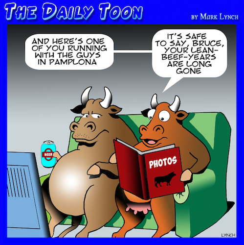Cartoon: Running of the bulls (medium) by toons tagged pamplona,bull,running,cows,photo,albums,bovine,beef,pamplona,bull,running,cows,photo,albums,bovine,beef