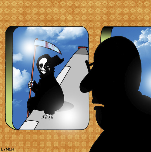 Cartoon: See you soon (medium) by toons tagged apocalypse,four,horesemen,aeroplanes,plane,crash,death