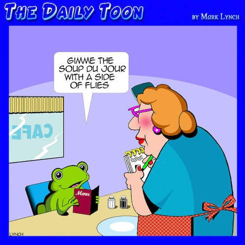 Cartoon: Side of Fries (medium) by toons tagged frogs,fly,flies,insects,frogs,fly,flies,insects