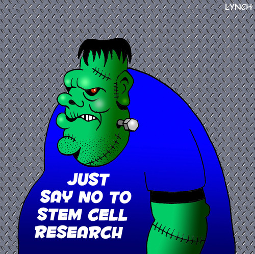 Cartoon: stem cell research (medium) by toons tagged frankenstein,stem,cell,plastic,surgery,botox,medicine,robot,monster,cosmetic