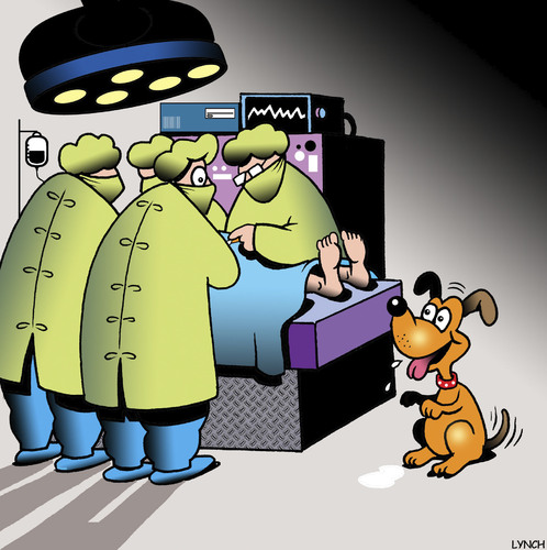 Cartoon: Table scraps (medium) by toons tagged operating,theatre,hospitals,pets,food,scraps,dogs,dog,begging,doctors,operating,theatre,hospitals,pets,food,scraps,dogs,dog,begging,doctors