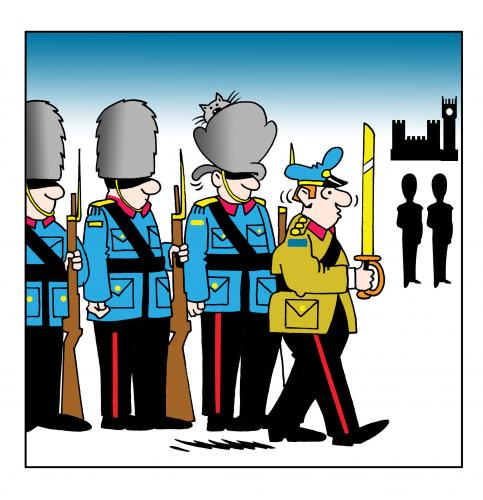 Cartoon: the beefeater (medium) by toons tagged beefeaters,palace,guards,buckingham,cats,animals,army