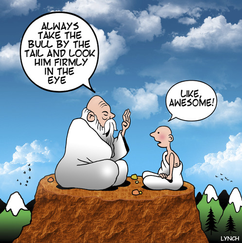 Cartoon: The Guru (medium) by toons tagged guru,monk,advice,teacher,spititual,leader