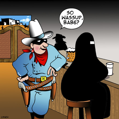 Cartoon: The Lone Ranger (medium) by toons tagged burqa,the,lone,ranger,burka,pick,up,lines,old,west,saloons,burqa,the,lone,ranger,burka,pick,up,lines,old,west,saloons