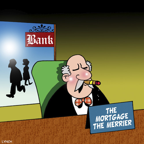 Cartoon: The mortgage the merrier (medium) by toons tagged home,banks,bankers,mortgage,loans,money,the