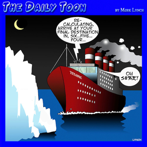 Cartoon: Titanic (medium) by toons tagged navigation,apps,gps,titanic,icebergs,navigation,apps,gps,titanic,icebergs