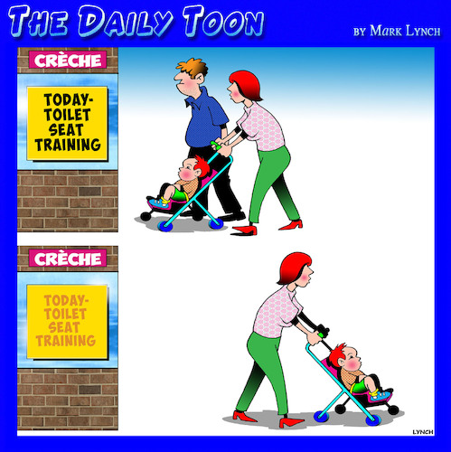 Cartoon: Toilet trained (medium) by toons tagged toilet,seat,left,men,up,training,childcare,toddlers,toilet,seat,left,men,up,training,childcare,toddlers
