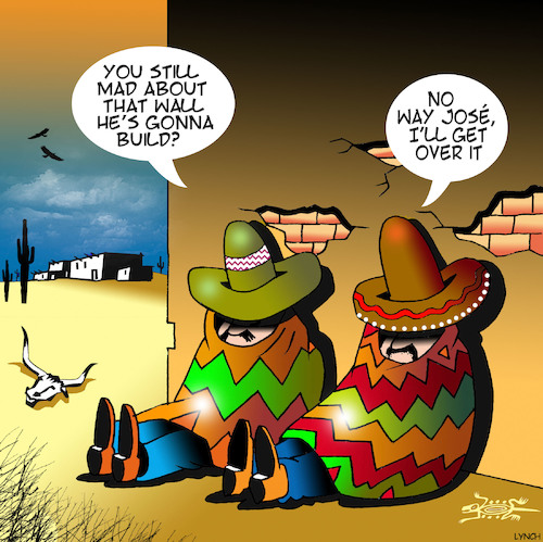 Cartoon: Trumps wall (medium) by toons tagged donald,trump,mexican,wall,no,way,jose,mexico,president,donald,trump,mexican,wall,no,way,jose,mexico,president