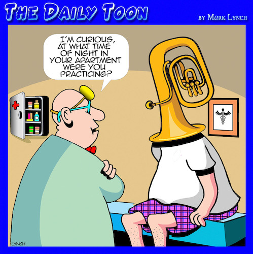 Cartoon: Tuba player (medium) by toons tagged music,practice,tuba,brass,section,music,practice,tuba,brass,section