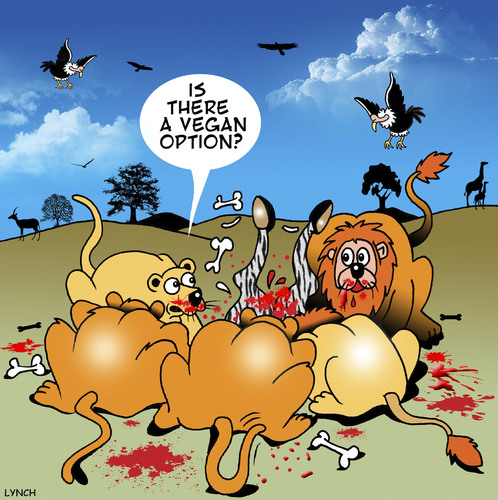 Cartoon: Vegan (medium) by toons tagged vegan,vegetarian,pride,of,lions,feeding,frenzy,african,animals,carnivores,big,cats,vegan,vegetarian,pride,of,lions,feeding,frenzy,african,animals,carnivores,big,cats