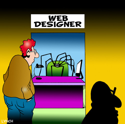 Cartoon: Web designer (medium) by toons tagged web,design,www,website,communications,spiders,spiderweb,internet,computers,google,online,server