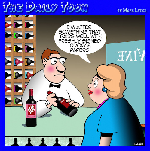 Cartoon: Wine pairing (medium) by toons tagged divorce,papers,paired,wine,divorcee,divorce,papers,paired,wine,divorcee