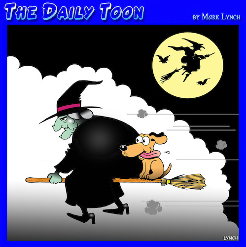 Cartoon: Witches (medium) by toons tagged dogs,witches,broomsticks,halloween,dogs,witches,broomsticks,halloween