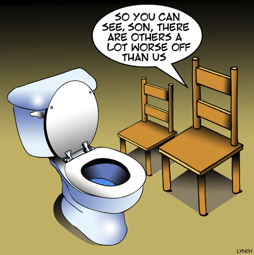 Cartoon: Worse off (medium) by toons tagged toilet,cistern,less,fortunate,worst,job,furniture,chairs,seating,toilet,cistern,less,fortunate,worst,job,furniture,chairs,seating