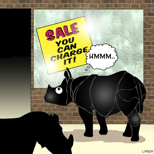 Cartoon: You can charge it (medium) by toons tagged rhino,consumer,sale,credit,cards